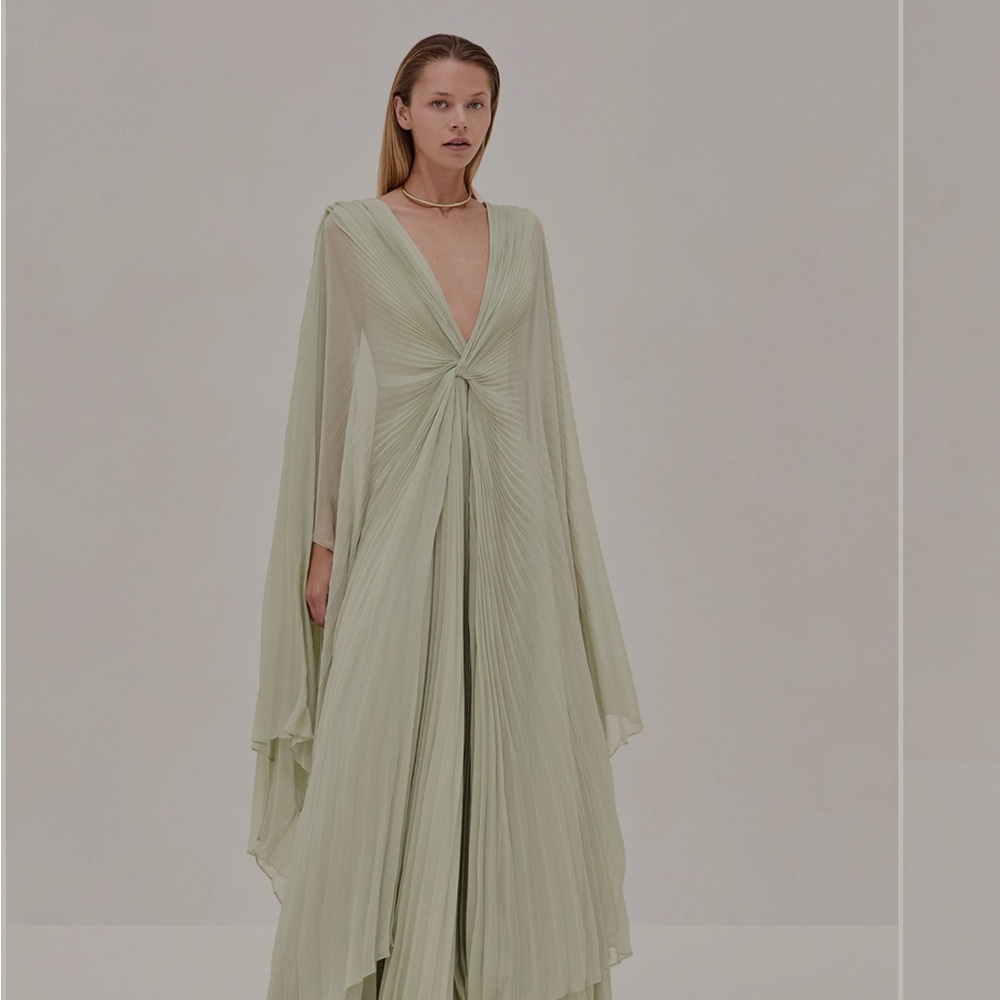 Alexis Green Long Sleeve Plunge Gown